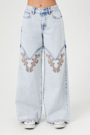 Girls Rose Embroidered Jeans (Kids)
