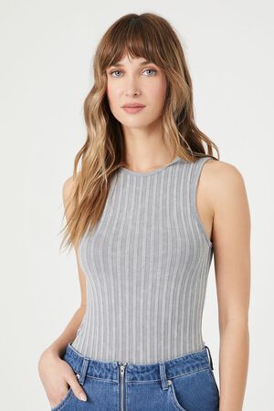 Forever 21 Women's Square-Neck T-Shirt Bodysuit in Grey, 3X