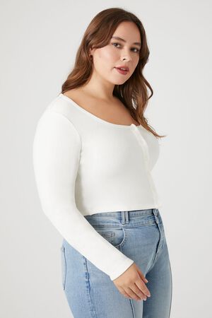 Forever 21 Plus Women's Vibes Baseball Jersey Top in White/Black, 2x | Concert & Festival Clothes | F21