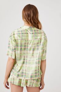 LILY PAD/MULTI Plaid Satin Short-Sleeve Shirt, image 3