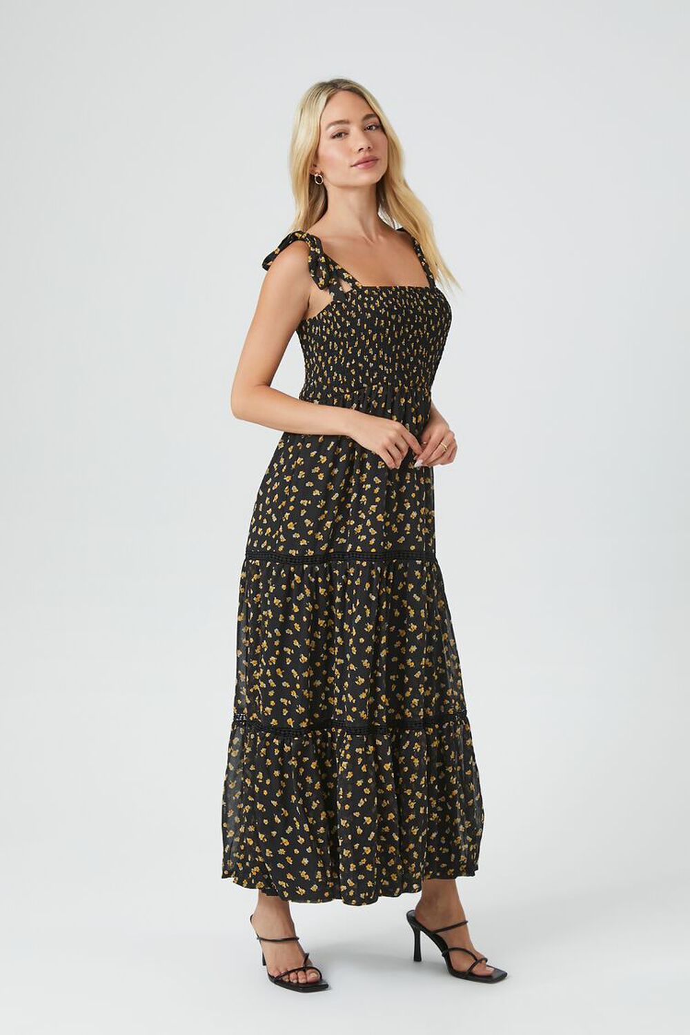 BLACK/MULTI Floral Print Maxi Dress, image 2