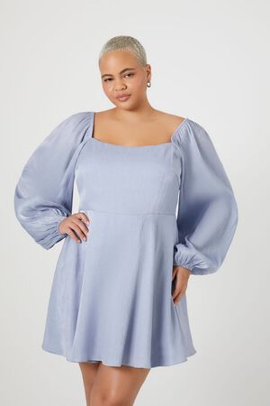 Plus Size Lace-Up Ruched Midi Dress