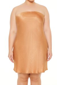 CAMEL Plus Size Strapless Tie-Back Mini Dress, image 5