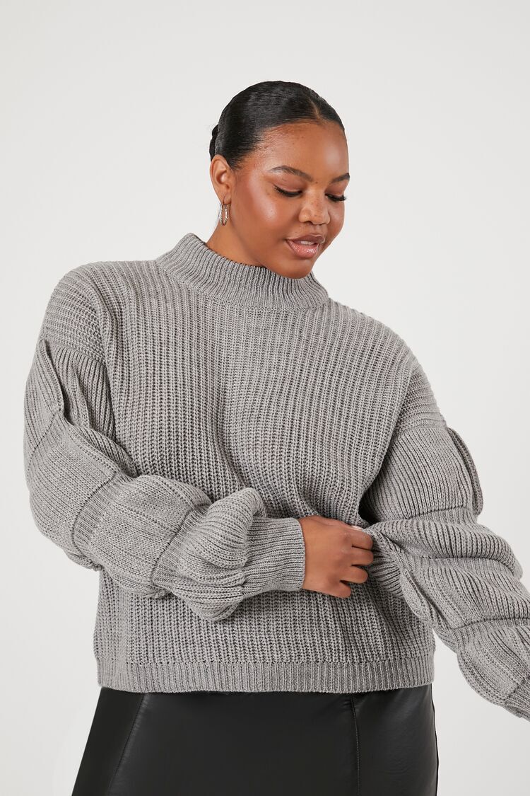 Plus Size Ribbed Mock Neck Sweater