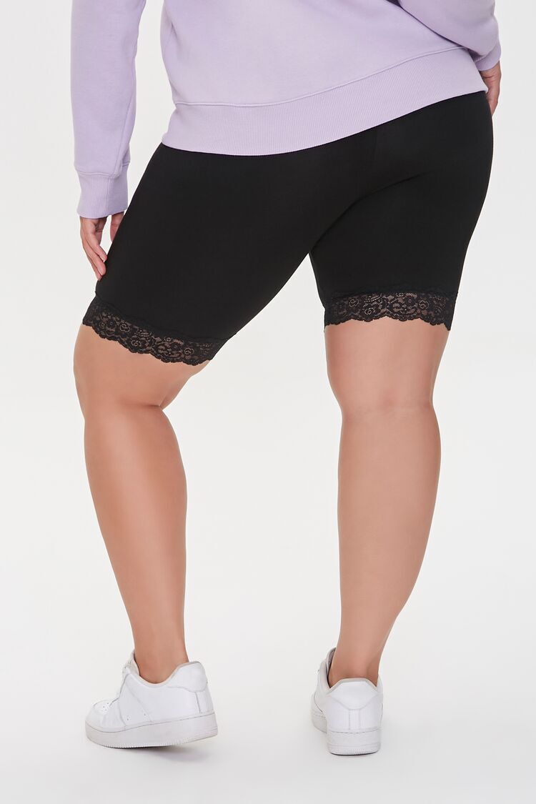 plus size lace trim bike shorts