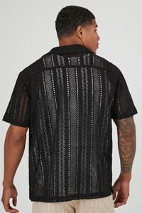 BLACK Cuban Collar Crochet Shirt, image 3