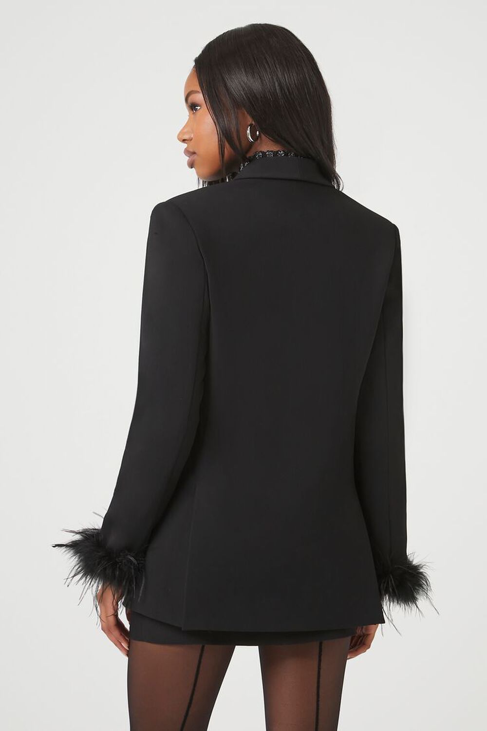 Forever 21 Blazer Jacket Suit Coat Black Satin Collar Long Sleeve 1-Button  Sz 6