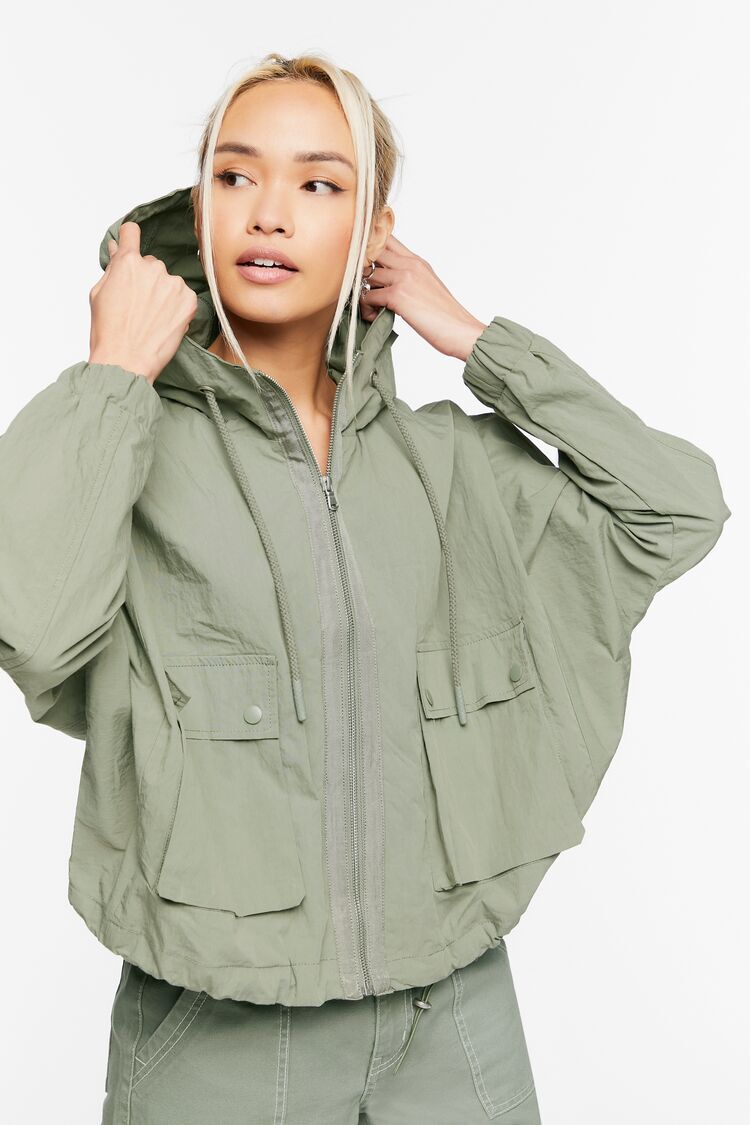 Drawstring Twill Jacket