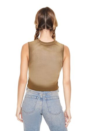 Forever 21 Women's Brown Paris Amour Graphic Thermal Tank Top Shirt S Small  New