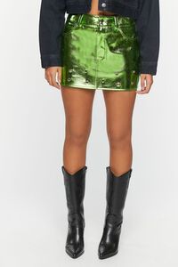 NEON GREEN Metallic Micro Mini Skirt, image 2