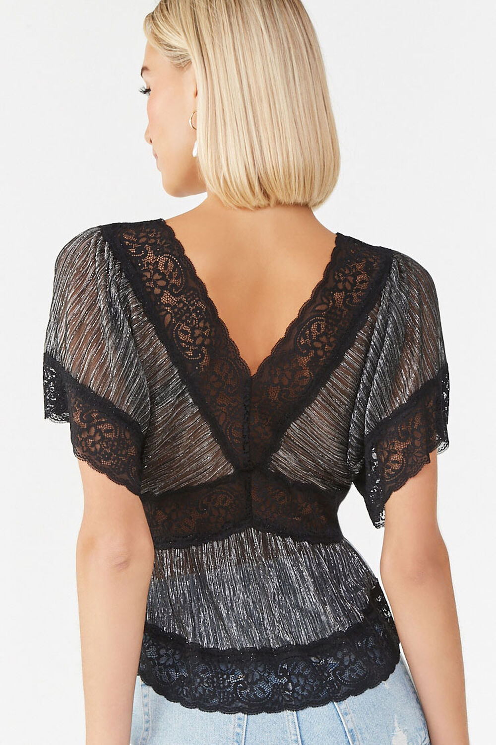 Sheer Lace Trim Top 4154