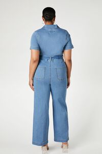 MEDIUM DENIM Plus Size Zip-Up Denim Jumpsuit, image 4