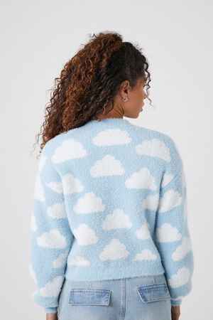 Forever 21 Knit Women's Cow Intarsia Sweater in Blue Large | F21