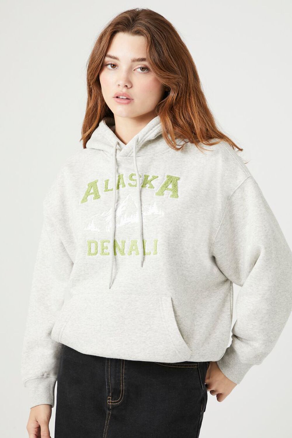 Alaska Embroidered Sweatshirt, Fleece Streetwear Pullover