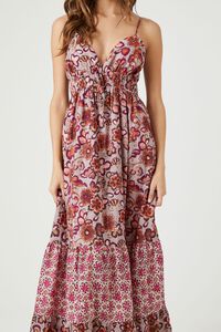 PINK/MULTI Tiered Reworked Floral Maxi Dress, image 5