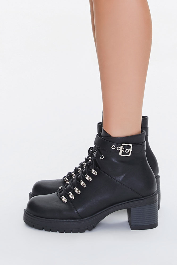 chunky heel ankle boots lace up