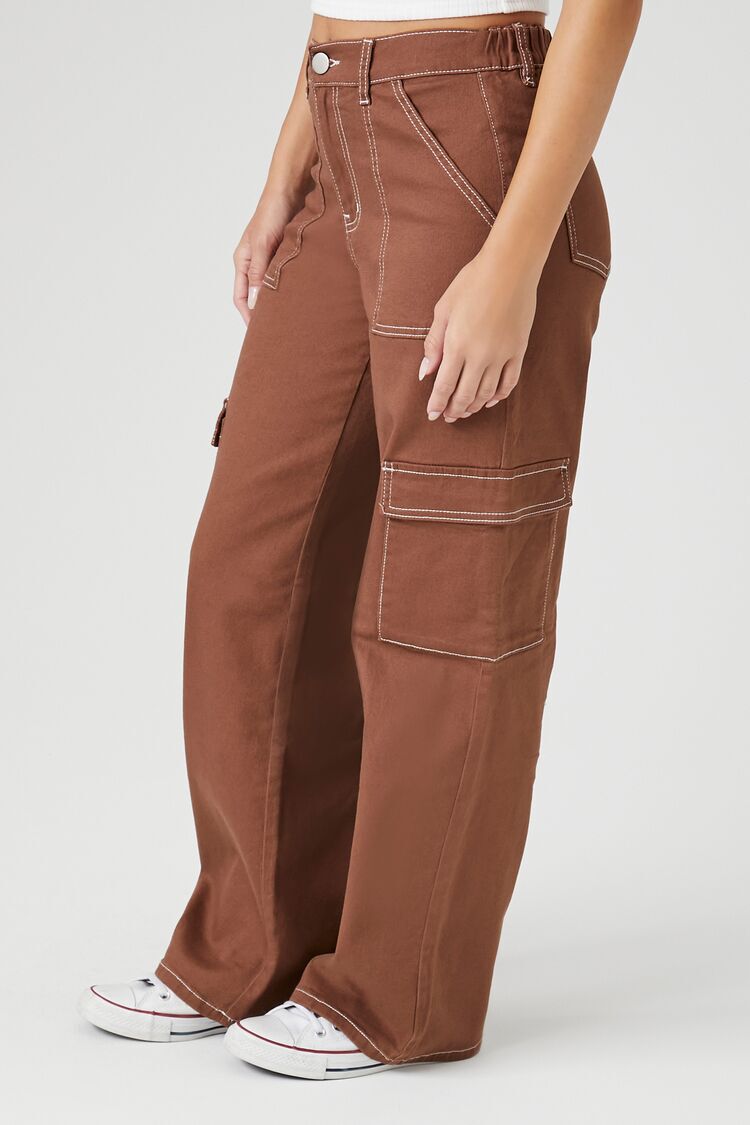 Stradivarius STR ribbed flare pants in chocolate - ShopStyle