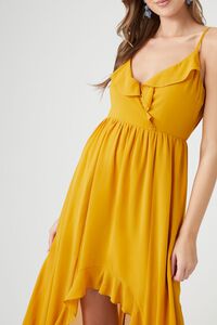 GOLD Chiffon Ruffle High-Low Dress, image 5