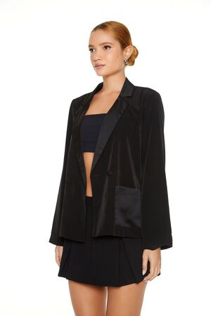 Forever 21 Women's Sheer Lace Longline Jacket in Black Small