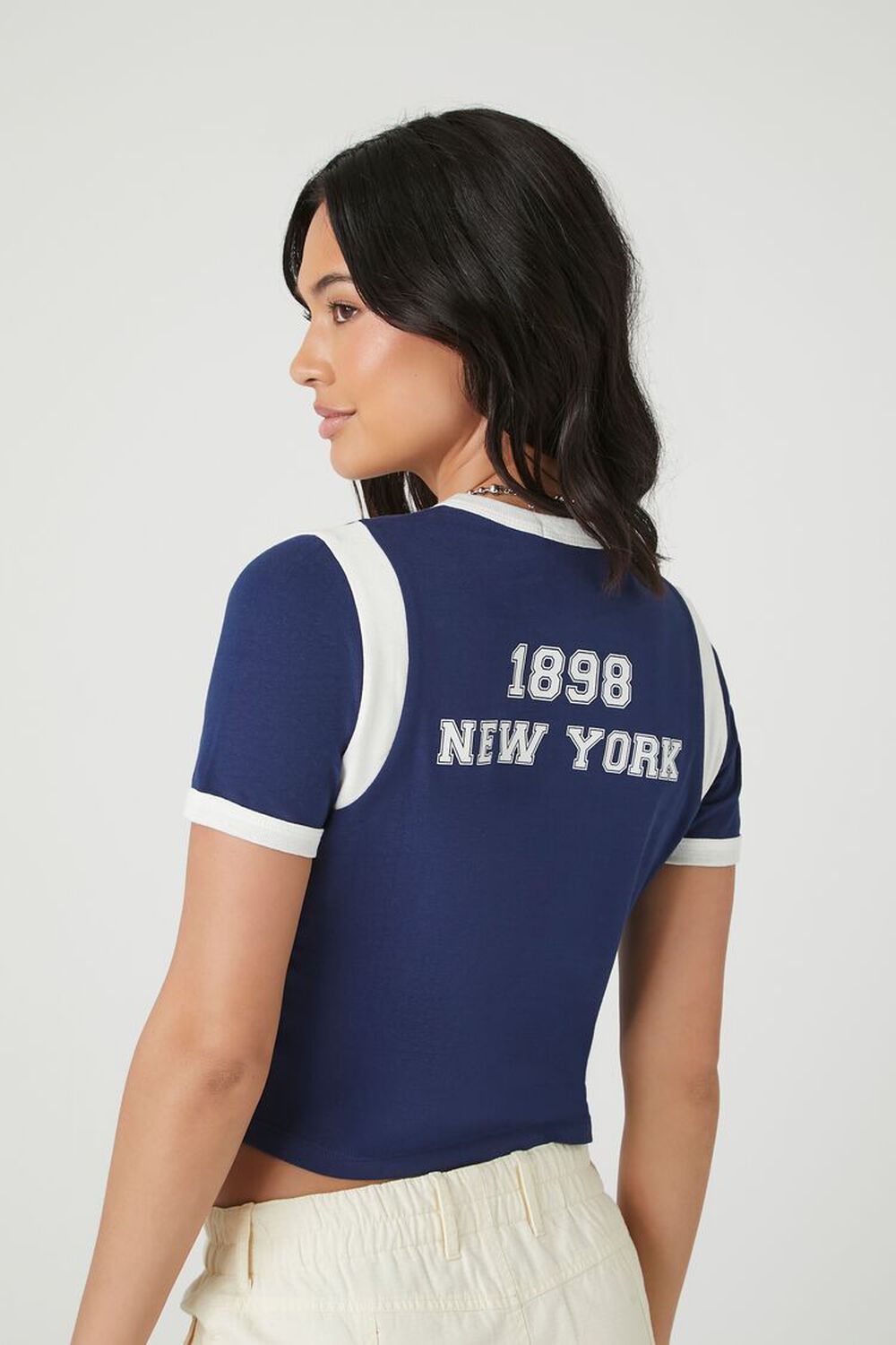 Women's Blue New York Yankees Tube Top Tee Shirt SMALL 