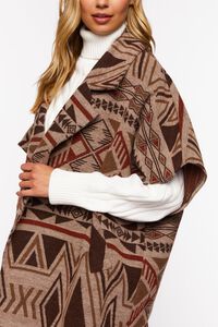 CREAM/BROWN Geo Print Open-Front Poncho, image 5