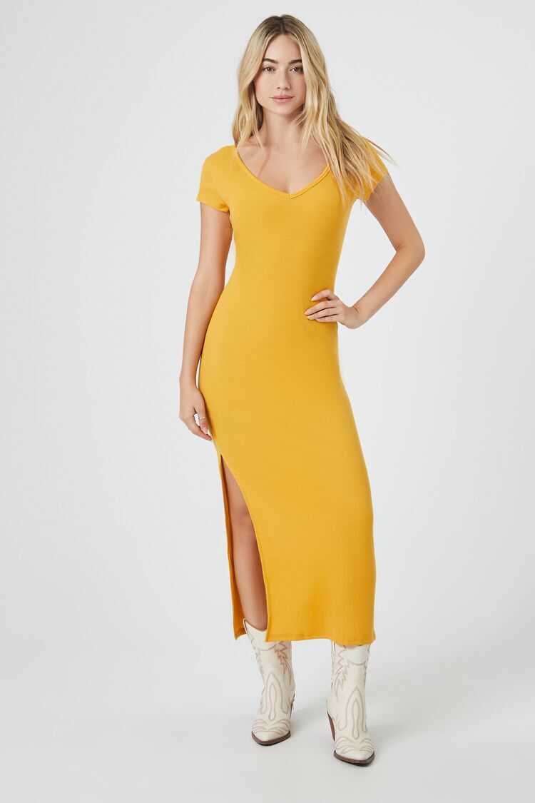 Square Neck Long Sleeve Soft Lounge Ribbed Bodycon Maxi Dress - China Dress  and Lady Dress price | Made-in-China.com