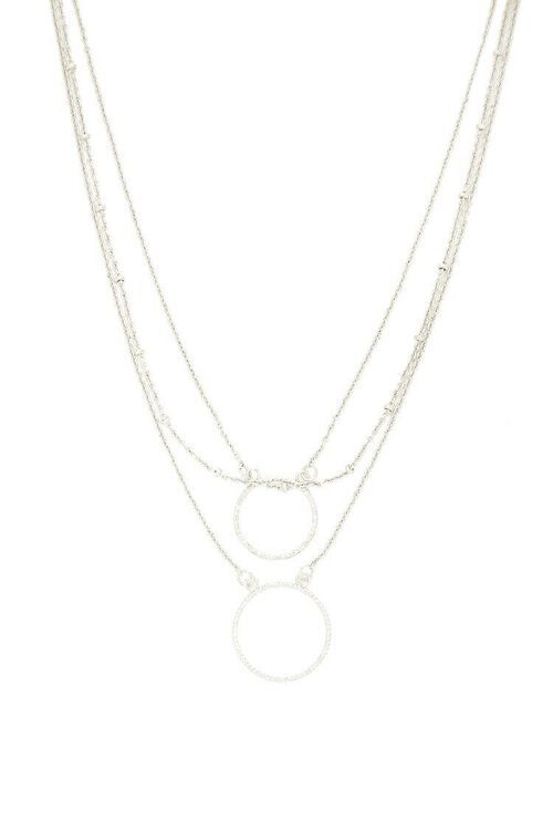 Layered Textured O Ring Chain Necklace