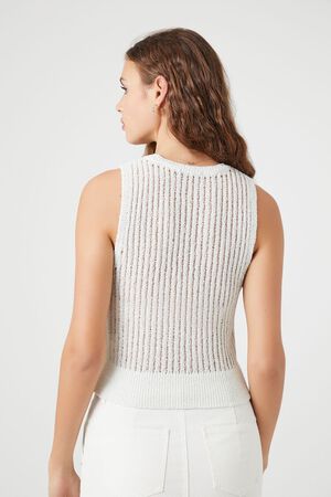 Sparkling Cable Knit Cropped Sleeveless Sweater