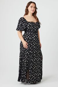 BLACK/MULTI Plus Size Floral Print Maxi Dress, image 2