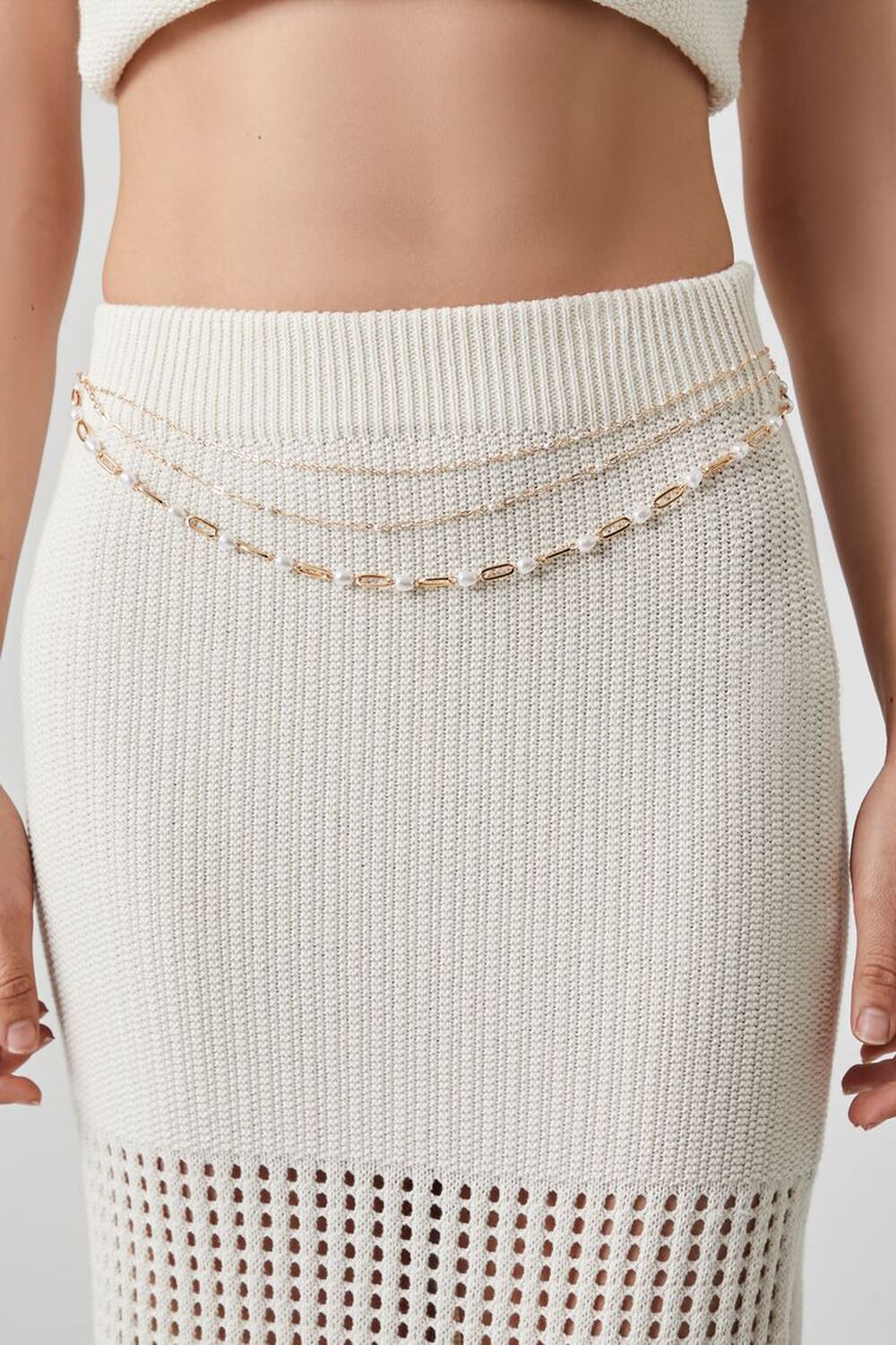 Tiered Faux Pearl Belly Chain