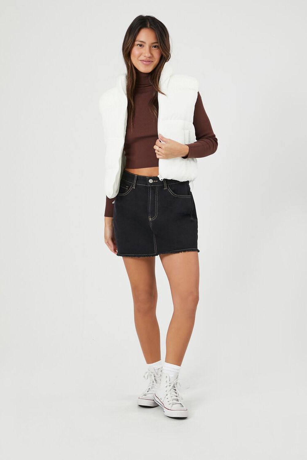 Quilted Cropped Puffer Vest | White