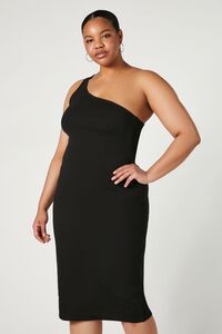 BLACK Plus Size One-Shoulder Bodycon Midi Dress, image 1