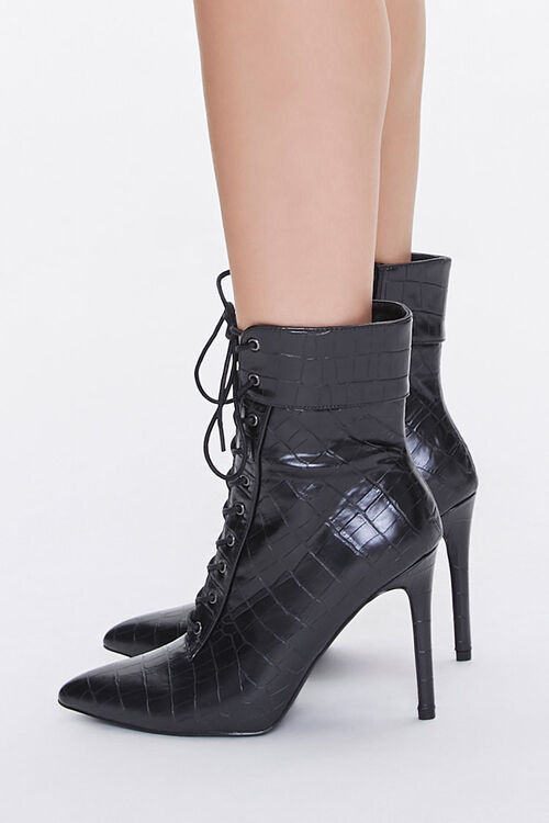 Lace Up Stiletto Booties 7036