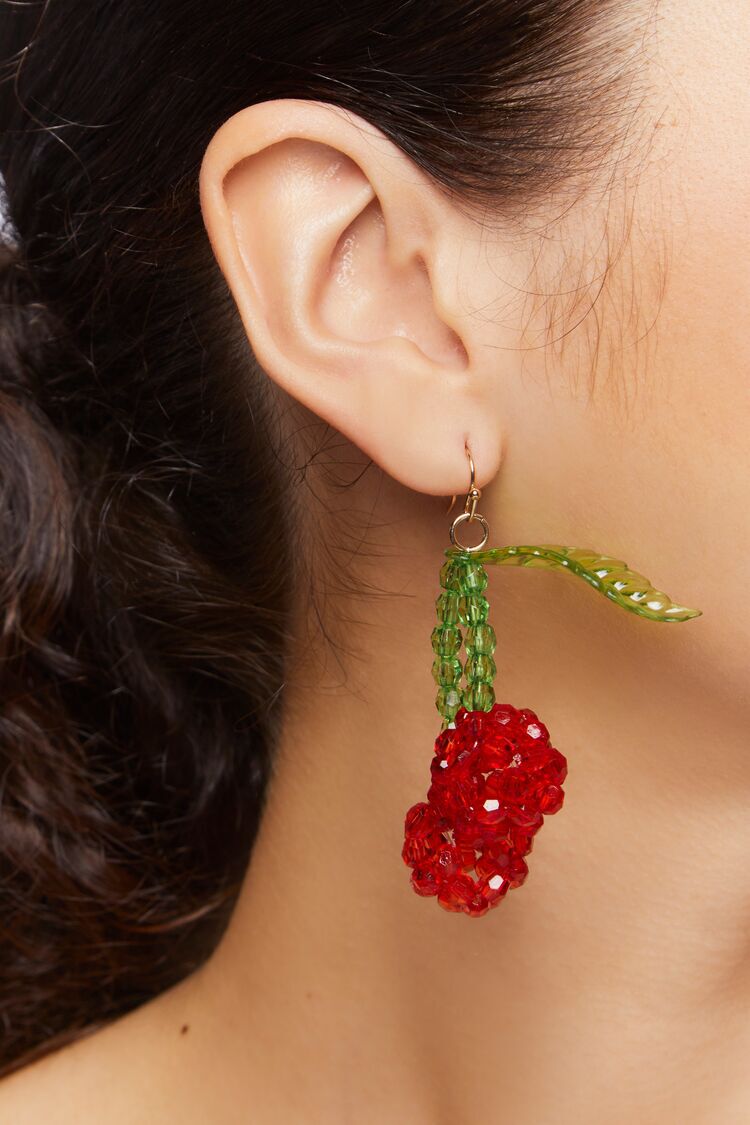 Beaded Cherry Drop Earrings
