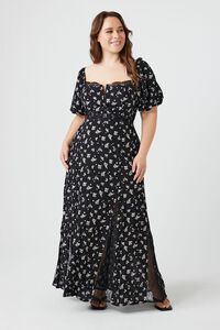 BLACK/MULTI Plus Size Floral Print Maxi Dress, image 6