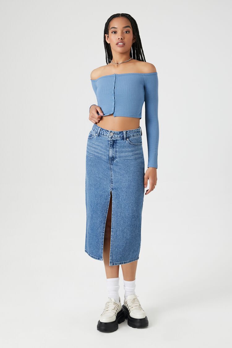 Buy FOREVER 21 Blue Washed Denim Mini Pure Cotton Skirt - Skirts for Women  2360498 | Myntra