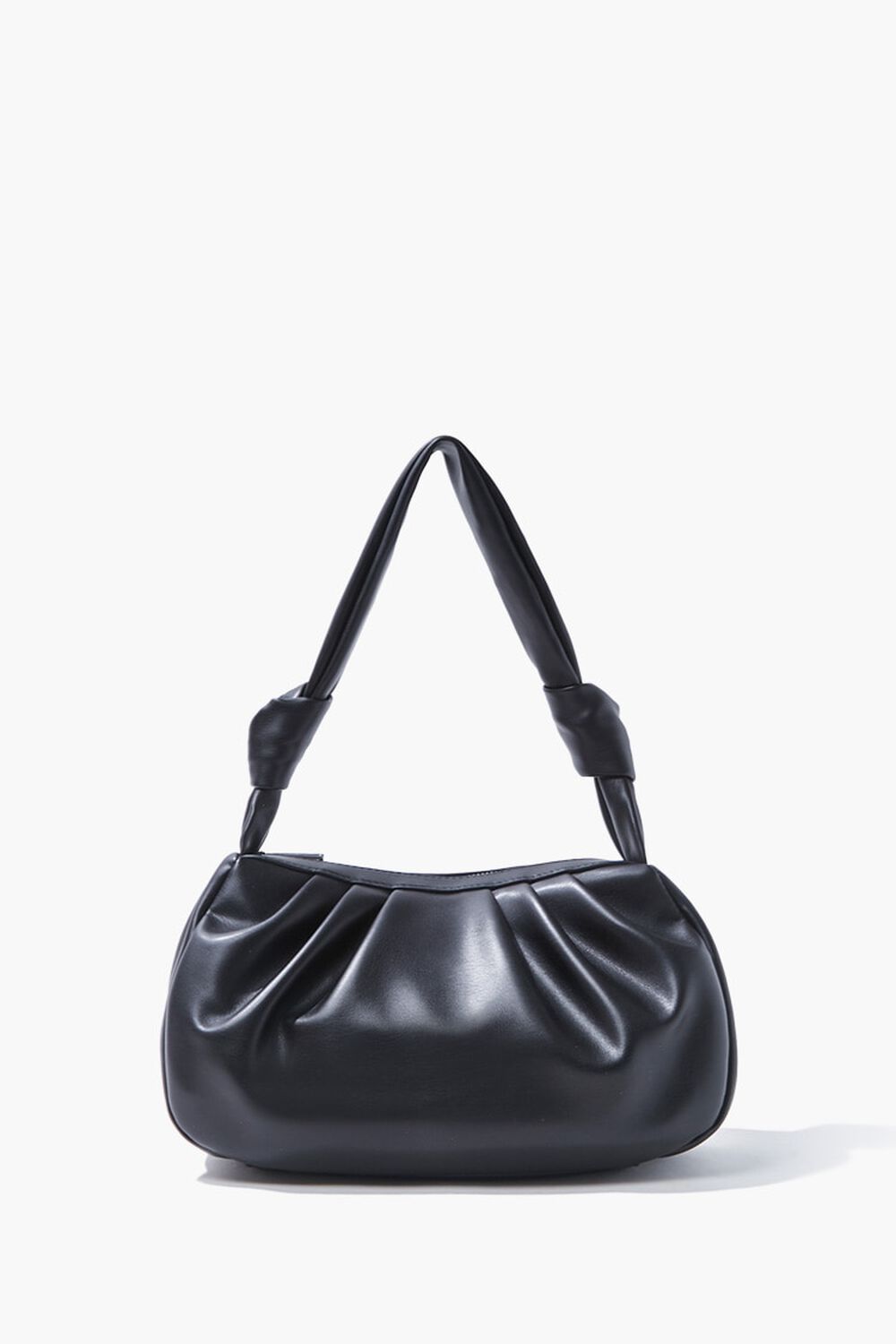 Faux Leather Ruched Shoulder Bag