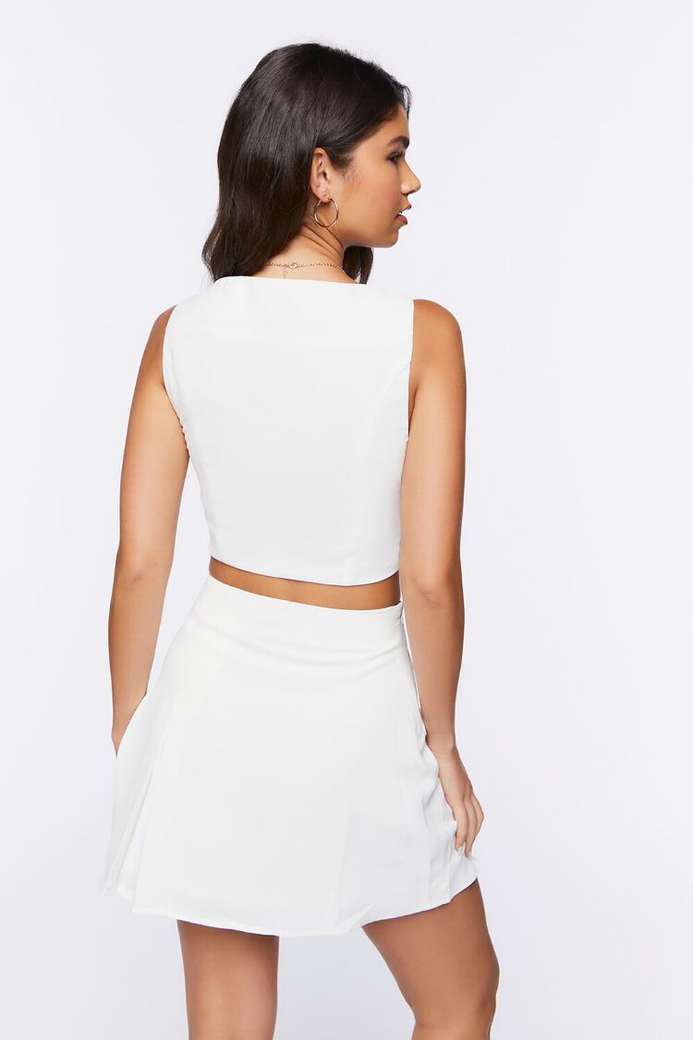 WHITE Crop Top & Pleated Mini Skirt Set, image 3