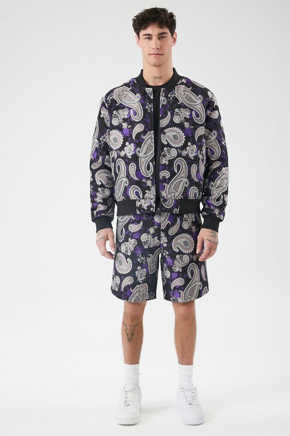 Dressy Jacquard Bomber Jacket with Floral Pattern