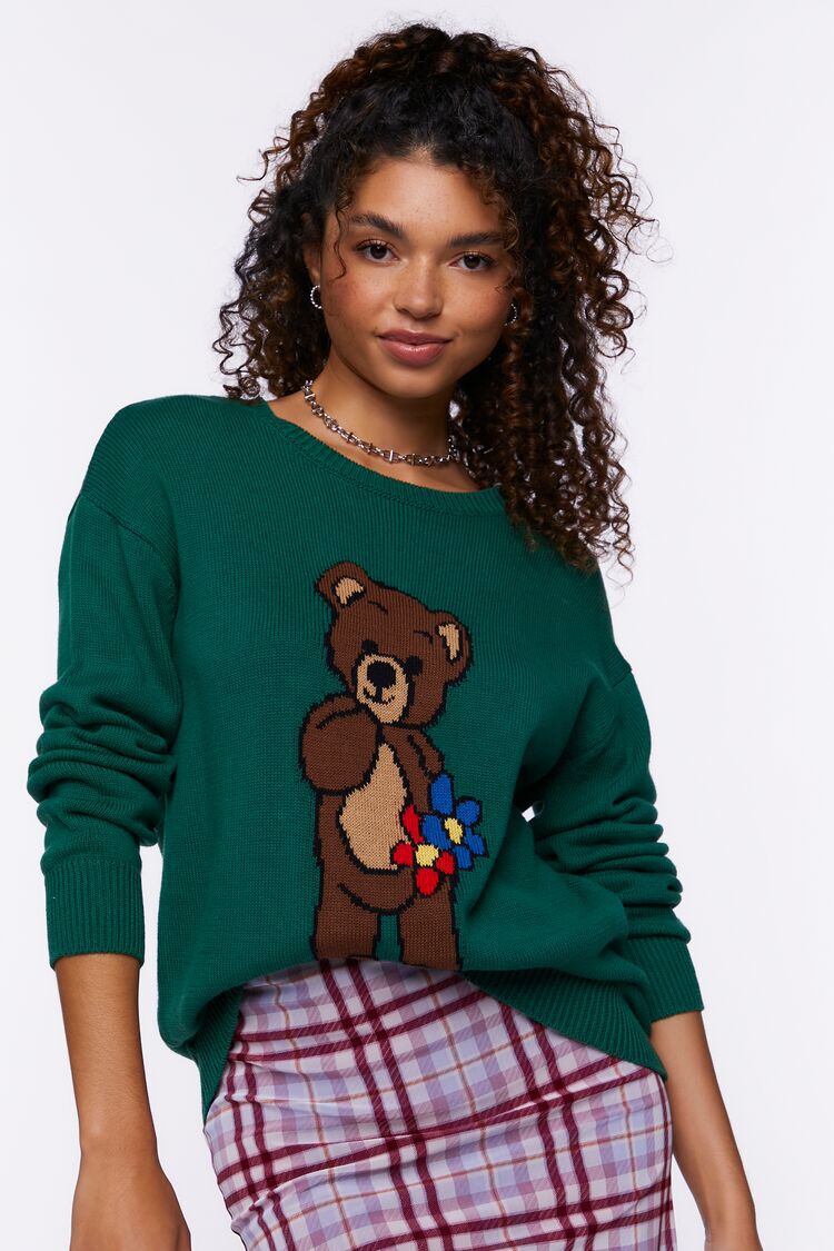 green teddy bear sweater
