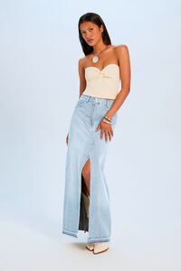 LIGHT DENIM Denim Maxi Slit Skirt, image 1