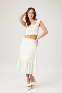 WHITE Tiered Midi Skirt, image 1