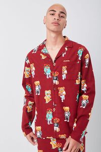 RED/MULTI Teddy Bear Print Pajama Shirt, image 1