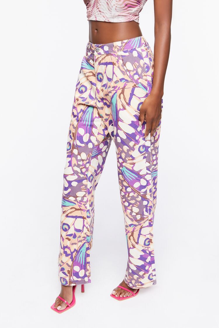 Abstract Butterfly Twill Pants
