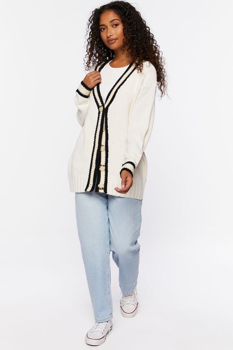 Varsity-Striped Cardigan Sweater