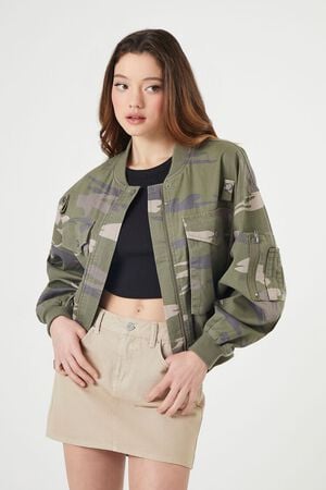 Forever 21 Jacket Women’s Size S Green Full Zip Military Army Style Coat