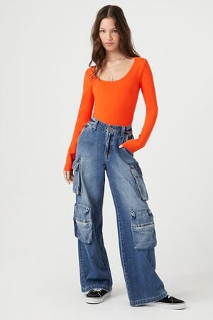 Euromart - Patterned bodysuit for women - Pink-Orange #369306