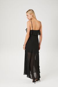 BLACK Chiffon Ruffle Maxi Dress, image 3