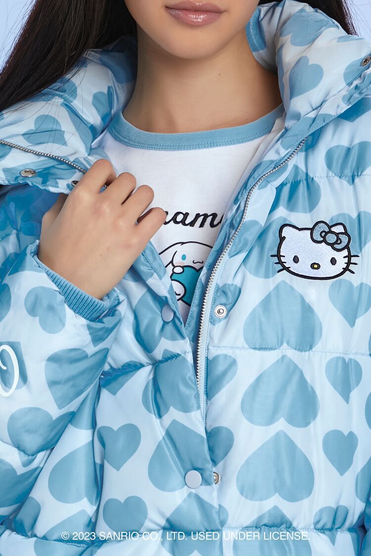 Hello Kitty Heart Print Puffer Jacket