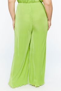 GREEN Plus Size Plisse Lettuce-Edge Wide-Leg Pants, image 4